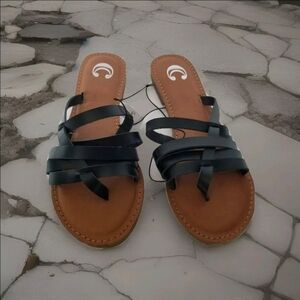 Black strappy Sandals size 9M Charming Charlie  slip on  *